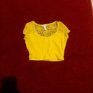 Yellow lace crop top